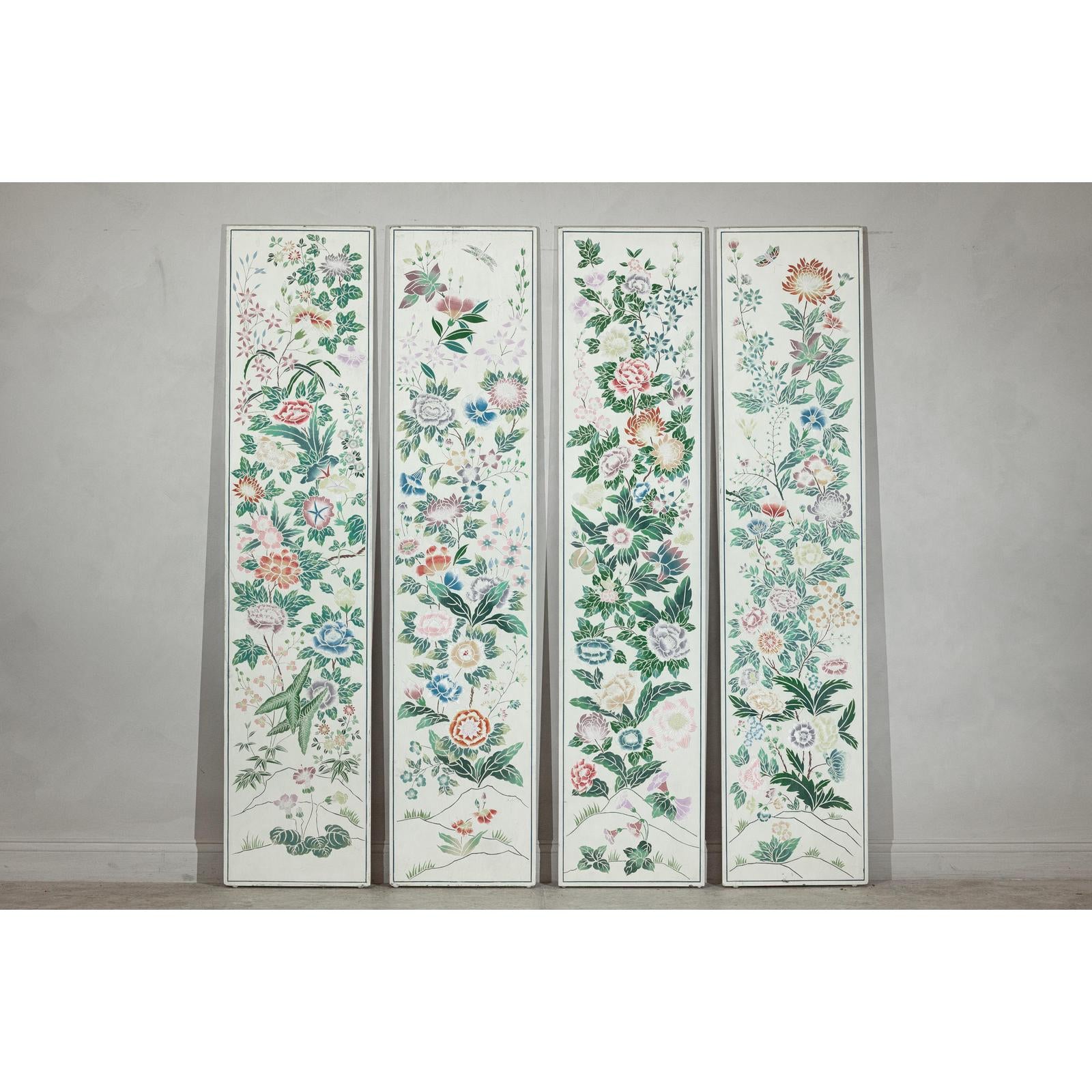 Set of Four Individual Panels with Flowers &amp; Butterflies - image 2