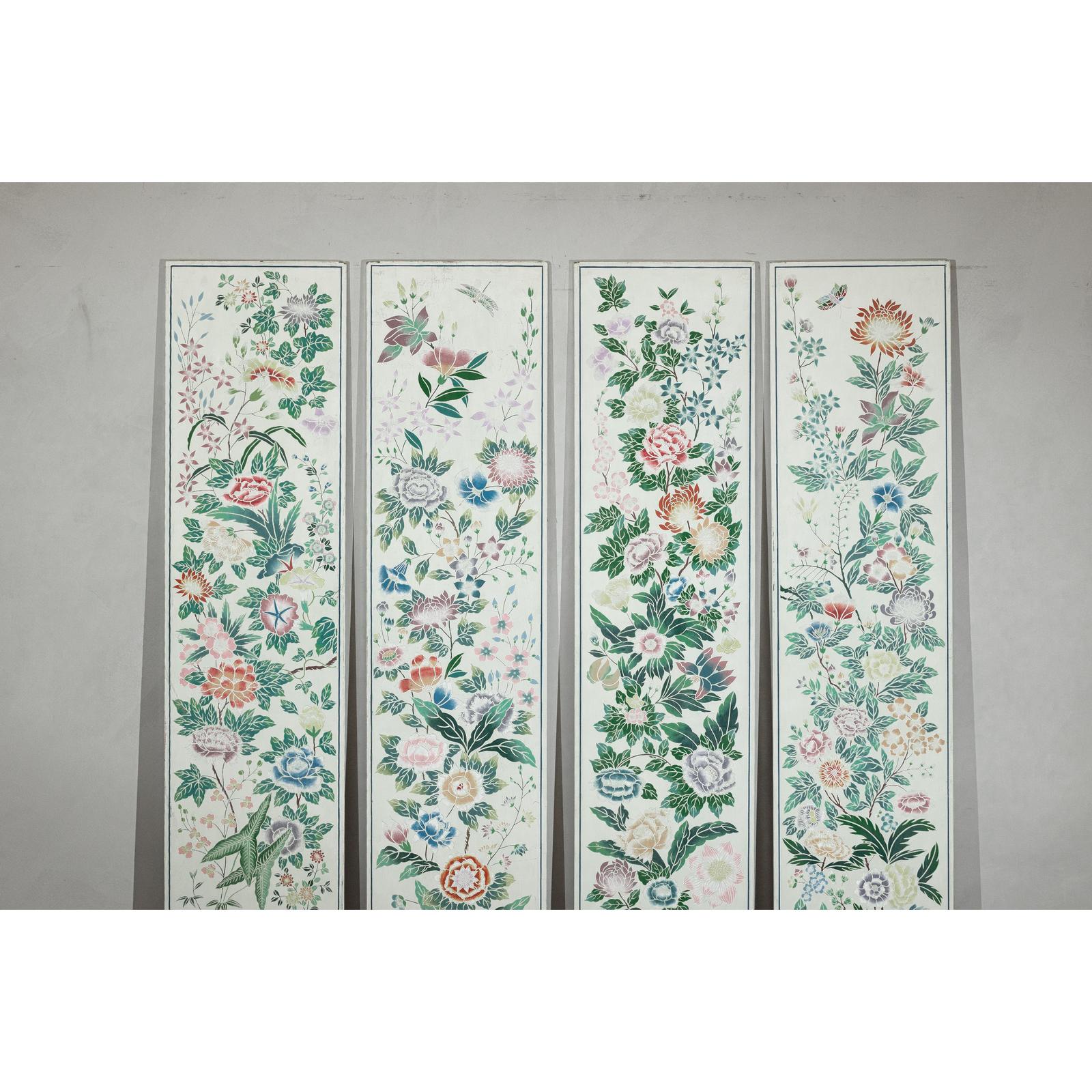 Set of Four Individual Panels with Flowers &amp; Butterflies - image 3