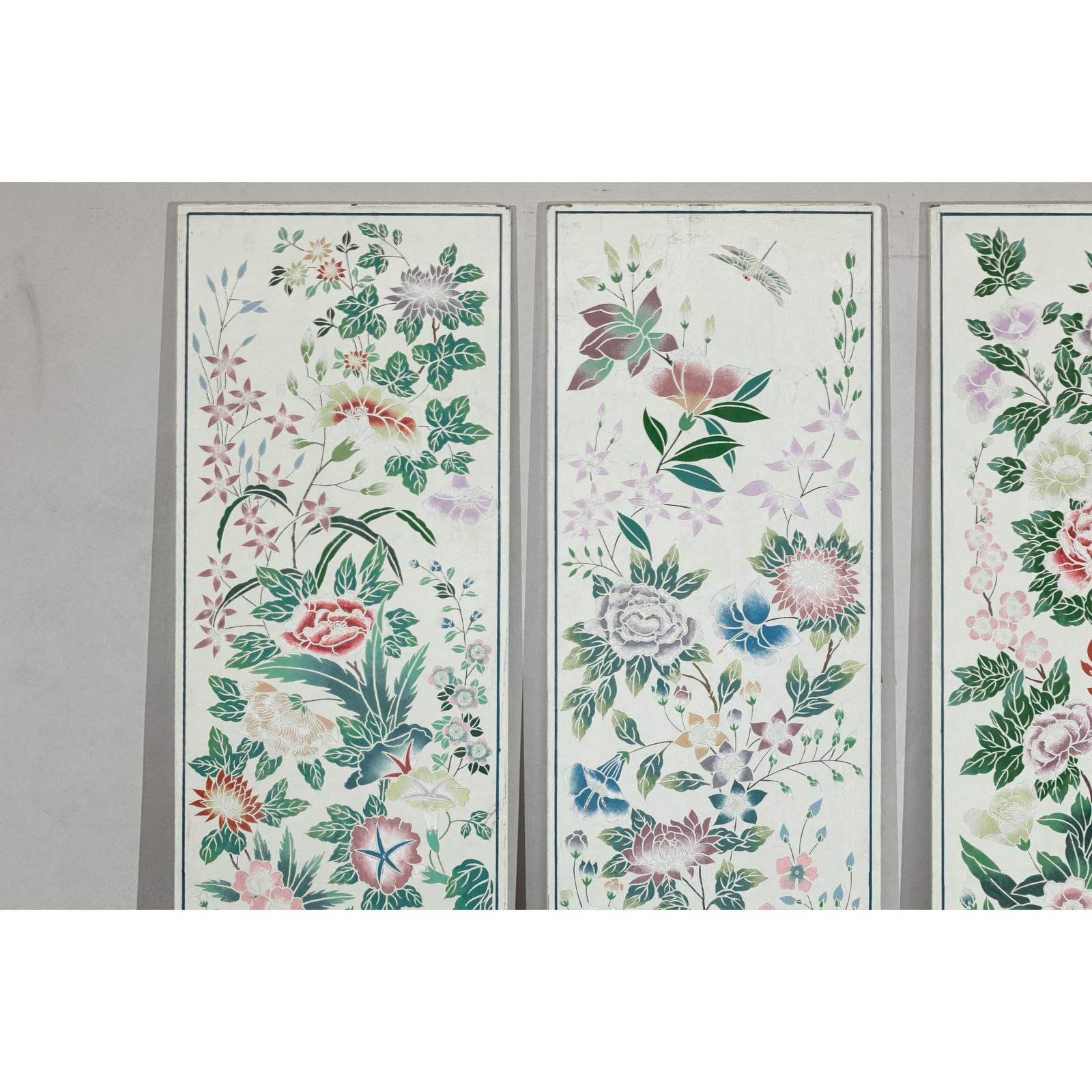 Set of Four Individual Panels with Flowers &amp; Butterflies - image 5
