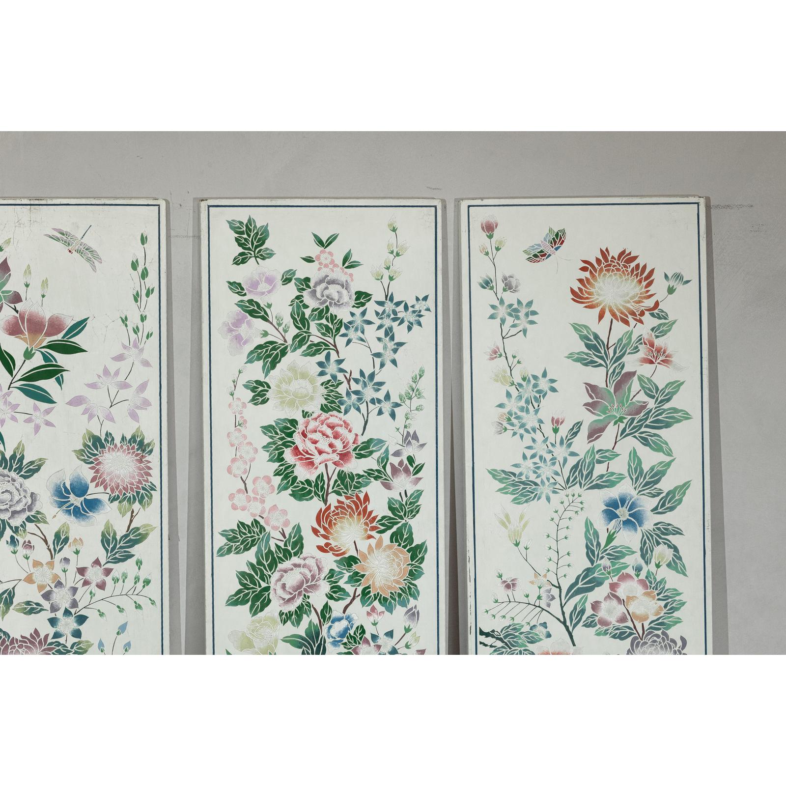 Set of Four Individual Panels with Flowers &amp; Butterflies - image 8