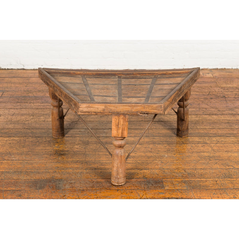 19th Century Indian Bullock Cart Made into a Coffee Table with Iron Details-YN7702-4. Asian & Chinese Furniture, Art, Antiques, Vintage Home Décor for sale at FEA Home