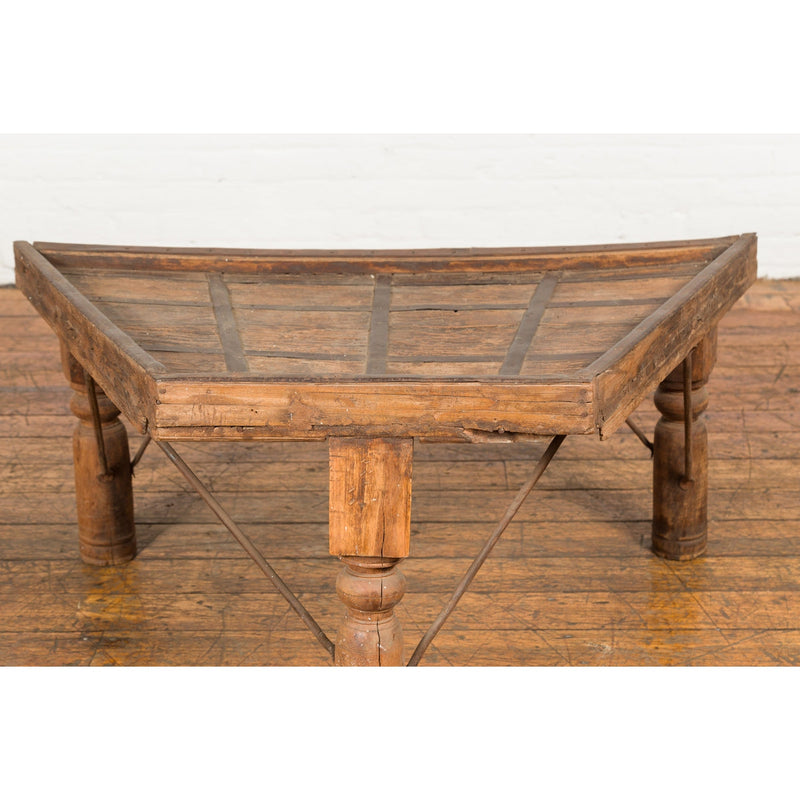 19th Century Indian Bullock Cart Made into a Coffee Table with Iron Details-YN7702-7. Asian & Chinese Furniture, Art, Antiques, Vintage Home Décor for sale at FEA Home