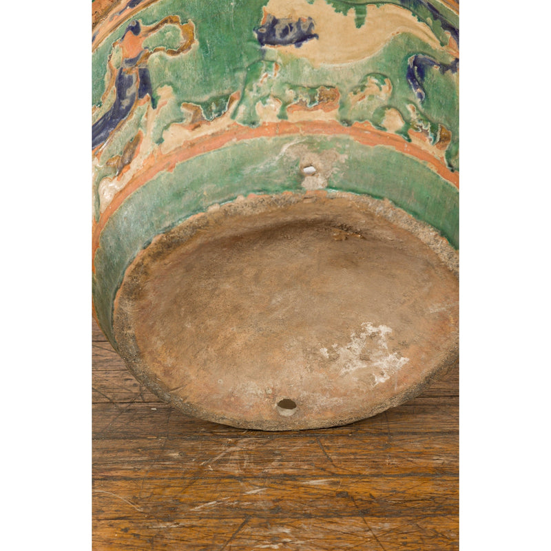 Antique Annamese 19th Century Planter with Green Glaze Décor and Patina-YN7766-7. Asian & Chinese Furniture, Art, Antiques, Vintage Home Décor for sale at FEA Home
