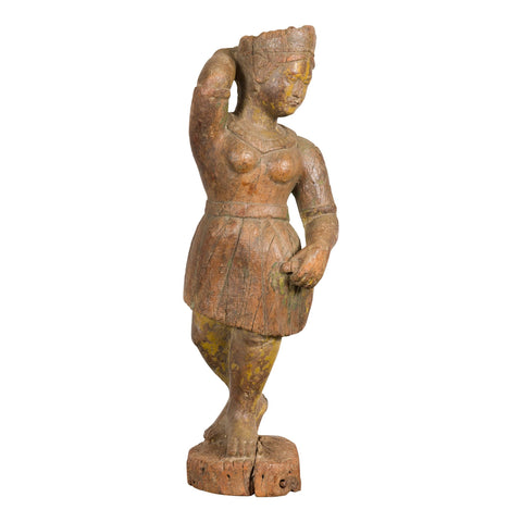 Wooden Temple Sculpture of a Woman-YN7841-11. Asian & Chinese Furniture, Art, Antiques, Vintage Home Décor for sale at FEA Home