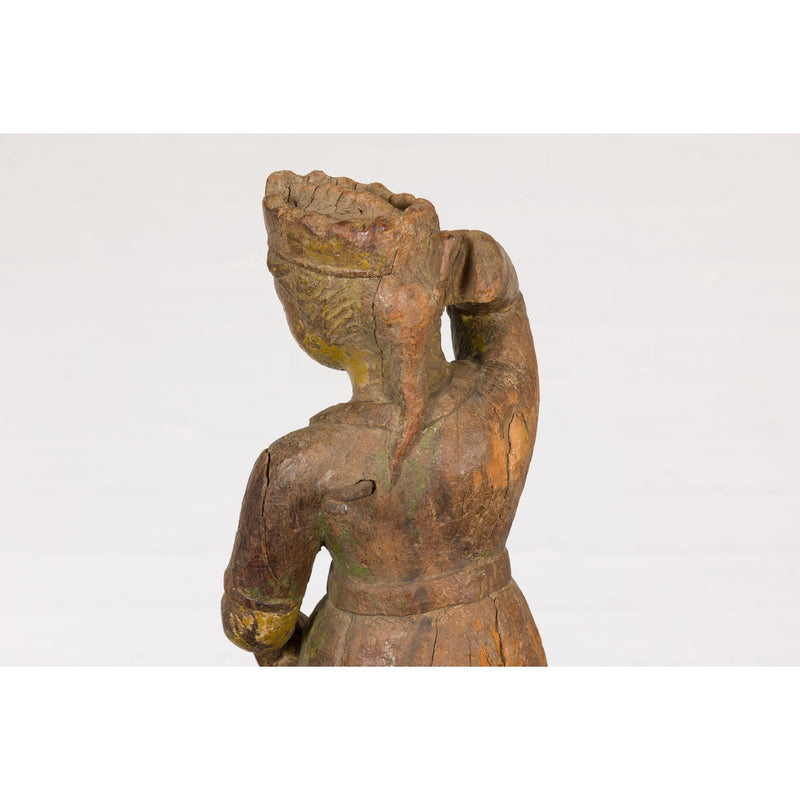 Wooden Temple Sculpture of a Woman-YN7841-13. Asian & Chinese Furniture, Art, Antiques, Vintage Home Décor for sale at FEA Home