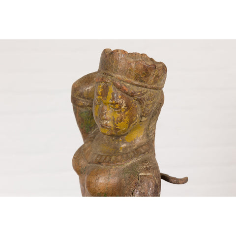 Wooden Temple Sculpture of a Woman-YN7841-15. Asian & Chinese Furniture, Art, Antiques, Vintage Home Décor for sale at FEA Home