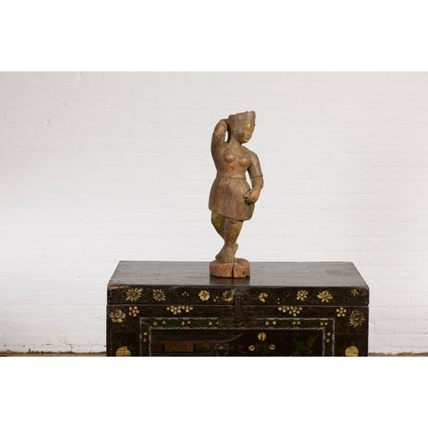 Wooden Temple Sculpture of a Woman-YN7841-2. Asian & Chinese Furniture, Art, Antiques, Vintage Home Décor for sale at FEA Home