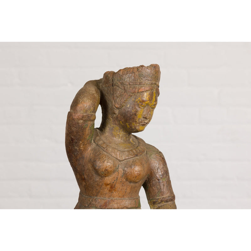 Wooden Temple Sculpture of a Woman-YN7841-4. Asian & Chinese Furniture, Art, Antiques, Vintage Home Décor for sale at FEA Home