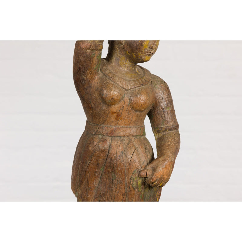 Wooden Temple Sculpture of a Woman-YN7841-5. Asian & Chinese Furniture, Art, Antiques, Vintage Home Décor for sale at FEA Home