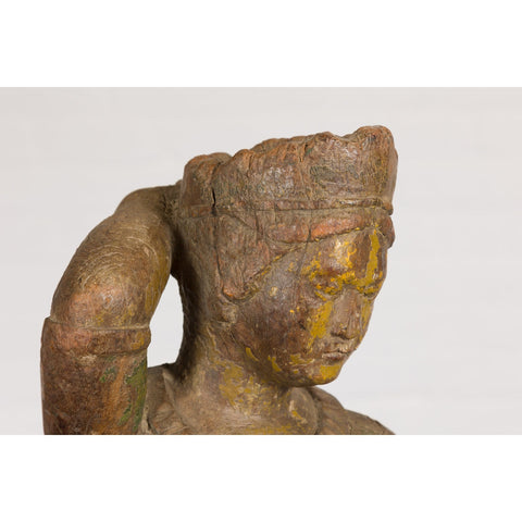 Wooden Temple Sculpture of a Woman-YN7841-8. Asian & Chinese Furniture, Art, Antiques, Vintage Home Décor for sale at FEA Home