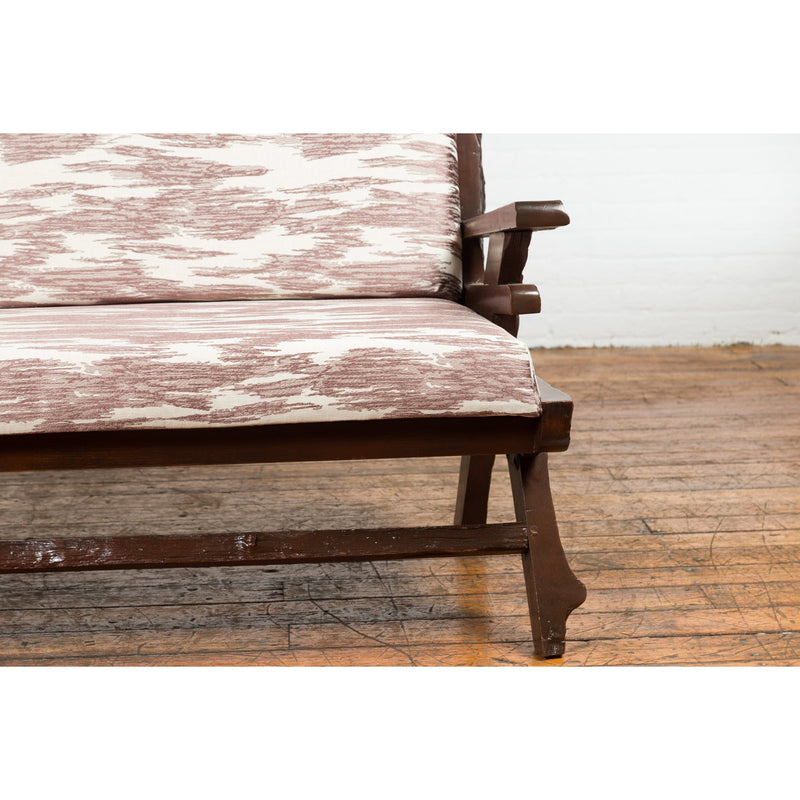 Antique Natural Edge Settee with Custom Upholstery and Rustic Character-YN7616-11. Asian & Chinese Furniture, Art, Antiques, Vintage Home Décor for sale at FEA Home