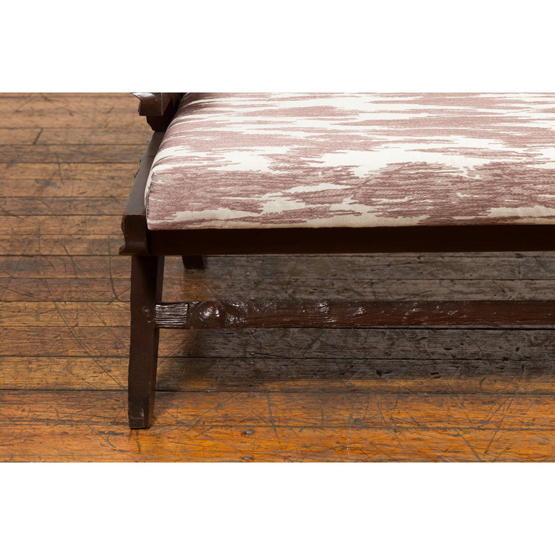 Antique Natural Edge Settee with Custom Upholstery and Rustic Character-YN7616-12. Asian & Chinese Furniture, Art, Antiques, Vintage Home Décor for sale at FEA Home
