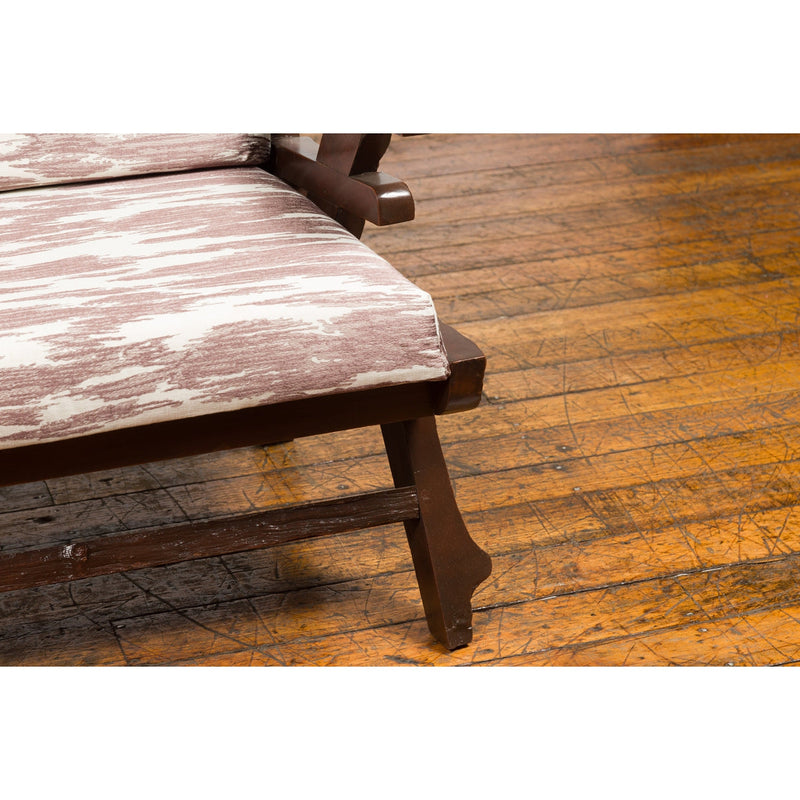 Antique Natural Edge Settee with Custom Upholstery and Rustic Character-YN7616-13. Asian & Chinese Furniture, Art, Antiques, Vintage Home Décor for sale at FEA Home