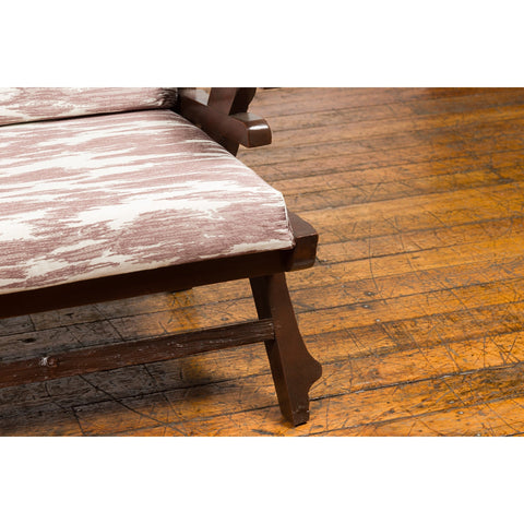 Antique Natural Edge Settee with Custom Upholstery and Rustic Character-YN7616-13. Asian & Chinese Furniture, Art, Antiques, Vintage Home Décor for sale at FEA Home