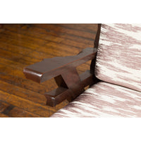 Antique Natural Edge Settee with Custom Upholstery and Rustic Character