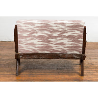 Antique Natural Edge Settee with Custom Upholstery and Rustic Character