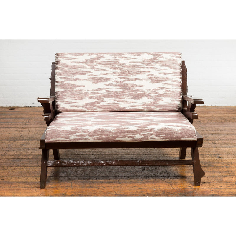 Antique Natural Edge Settee with Custom Upholstery and Rustic Character-YN7616-3. Asian & Chinese Furniture, Art, Antiques, Vintage Home Décor for sale at FEA Home