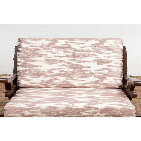 Antique Natural Edge Settee with Custom Upholstery and Rustic Character-YN7616-7. Asian & Chinese Furniture, Art, Antiques, Vintage Home Décor for sale at FEA Home