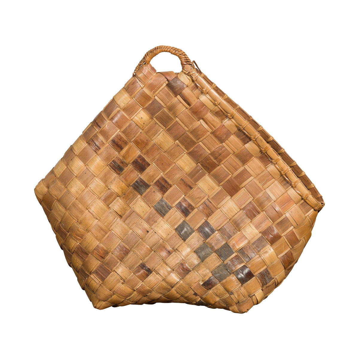 Antique Rustic Hand Woven Karagumoy Filipino Two Toned Grain Basket-1. Asian & Chinese Furniture, Art, Antiques, Vintage Home Décor for sale at FEA Home