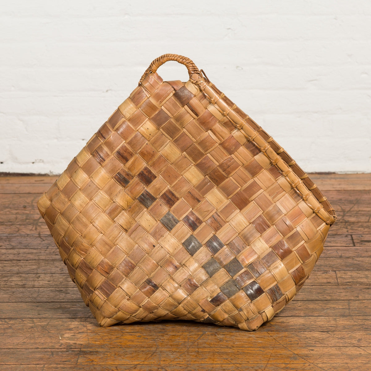Antique Rustic Hand Woven Karagumoy Filipino Two Toned Grain Basket-2. Asian & Chinese Furniture, Art, Antiques, Vintage Home Décor for sale at FEA Home