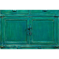 Aqua Teal Side Cabinet with Two Drawers over Two Doors