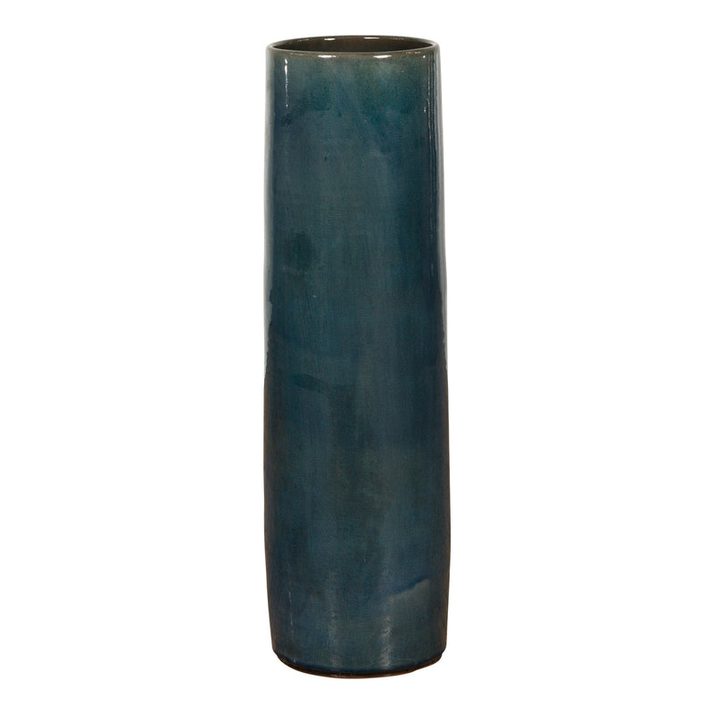 Buy-this-Artisan Made Prem Collection Blue Floor Ceramic Vase with Screen Patterns-image-position-1-style-YNE821-Shop-for-Vintage-and-Antique-Asian-and-Chinese-Furniture-for-sale-at-FEA Home-NYC
