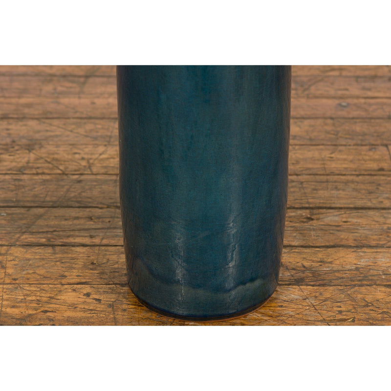 Buy-this-Artisan Made Prem Collection Blue Floor Ceramic Vase with Screen Patterns-image-position-10-style-YNE821-Shop-for-Vintage-and-Antique-Asian-and-Chinese-Furniture-for-sale-at-FEA Home-NYC