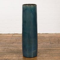 Artisan Made Prem Collection Blue Floor Ceramic Vase with Screen Patterns