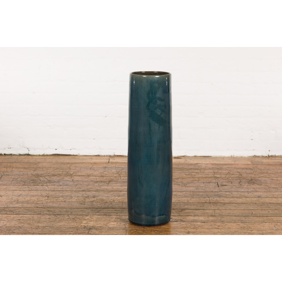 Artisan Made Prem Collection Blue Floor Ceramic Vase with Screen Patterns-2. Asian & Chinese Furniture, Art, Antiques, Vintage Home Décor for sale at FEA Home