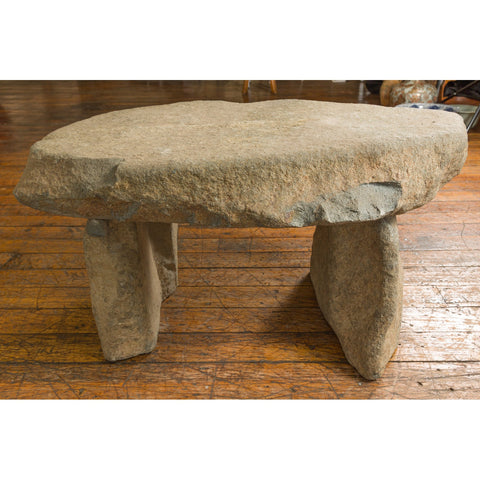 Asian Antique Three Piece Stone Bench with Great Rustic Character-YN7764-14. Asian & Chinese Furniture, Art, Antiques, Vintage Home Décor for sale at FEA Home
