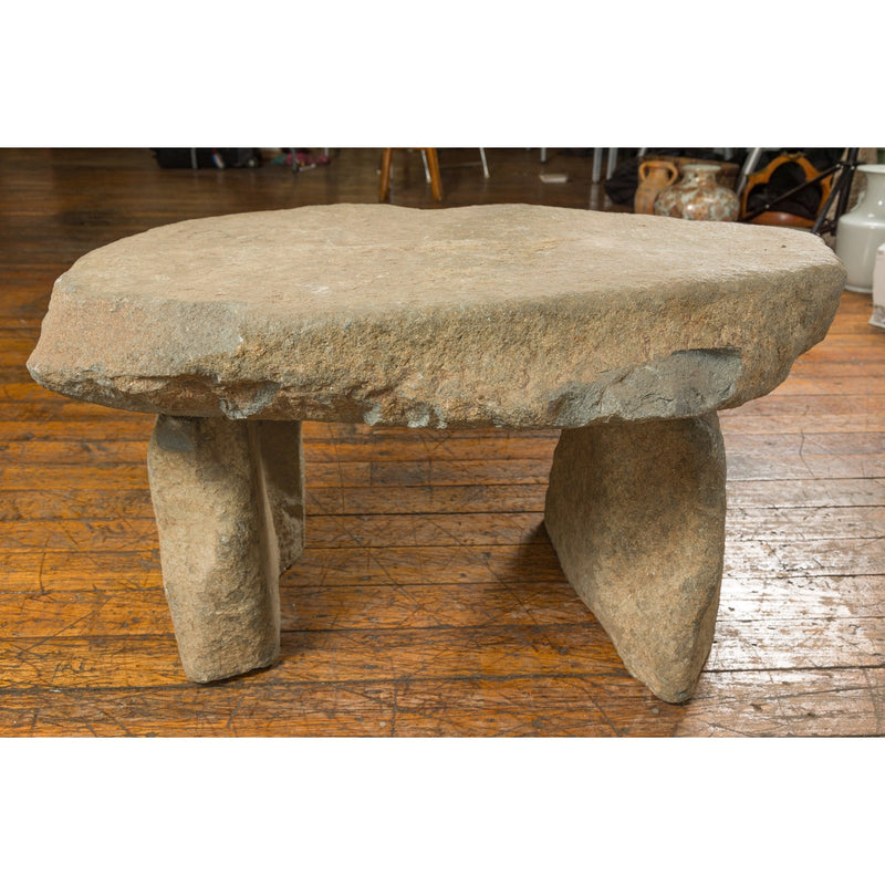 Asian Antique Three Piece Stone Bench with Great Rustic Character-YN7764-15. Asian & Chinese Furniture, Art, Antiques, Vintage Home Décor for sale at FEA Home
