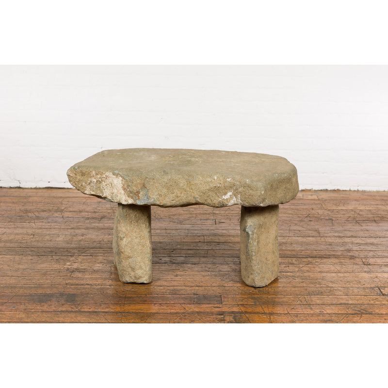 Asian Antique Three Piece Stone Bench with Great Rustic Character-YN7764-2. Asian & Chinese Furniture, Art, Antiques, Vintage Home Décor for sale at FEA Home