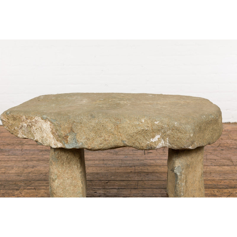 Asian Antique Three Piece Stone Bench with Great Rustic Character-YN7764-4. Asian & Chinese Furniture, Art, Antiques, Vintage Home Décor for sale at FEA Home