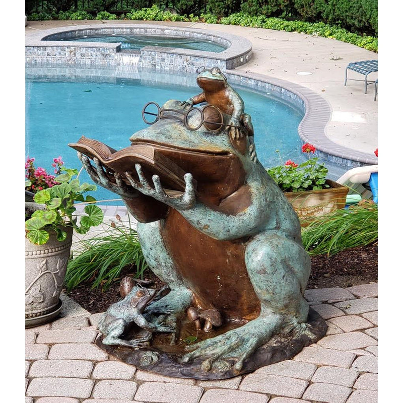 Bronze Reading Animal Sculpture, Frog Prince