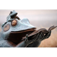 Bronze Reading Animal Sculpture, "Frog Prince"