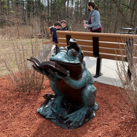Bronze Reading Animal Sculpture, "Frog Prince"