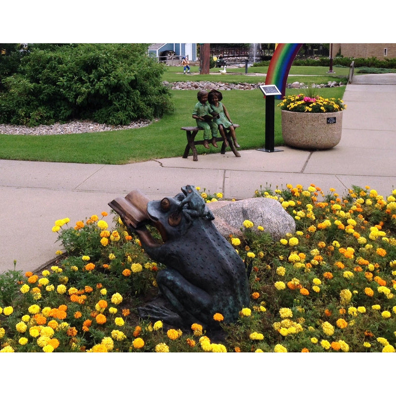 Bronze Reading Animal Sculpture, "Frog Prince"-16. Asian & Chinese Furniture, Art, Antiques, Vintage Home Décor for sale at FEA Home