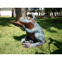 Bronze Reading Animal Sculpture, "Frog Prince"
