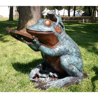 Bronze Reading Animal Sculpture, "Frog Prince"