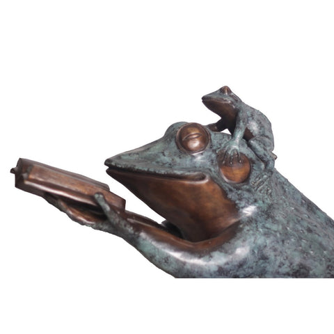 Bronze Reading Animal Sculpture, "Frog Prince"-7. Asian & Chinese Furniture, Art, Antiques, Vintage Home Décor for sale at FEA Home