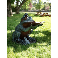 Bronze Reading Animal Sculpture, "Frog Prince"