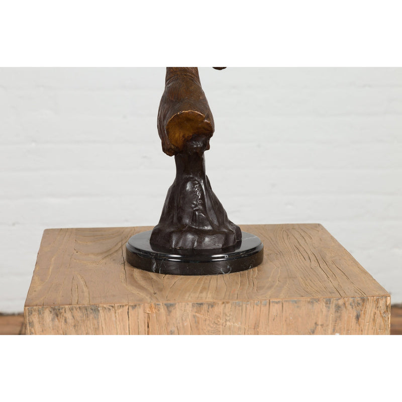 Bronze Stag Head Sculpture on Marble Base Created with Lost Wax Technique-RG2137-14. Asian & Chinese Furniture, Art, Antiques, Vintage Home Décor for sale at FEA Home