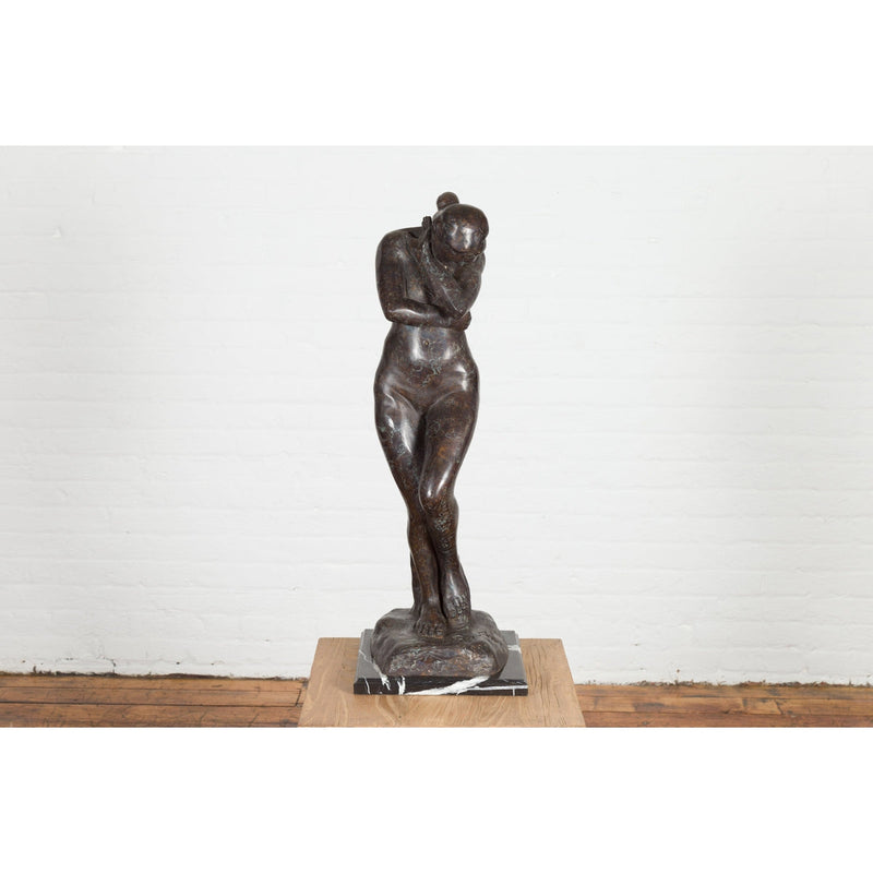 Bronze Tabletop Sculpture Inspired by Auguste Rodin's Eve-RG2130-10. Asian & Chinese Furniture, Art, Antiques, Vintage Home Décor for sale at FEA Home