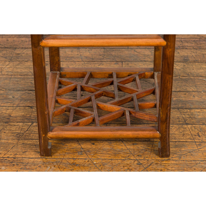Chinese Late Qing Dynasty Lamp Table with Cracked Ice Shelf and Horse Hoof Feet-YN7626-10. Asian & Chinese Furniture, Art, Antiques, Vintage Home Décor for sale at FEA Home