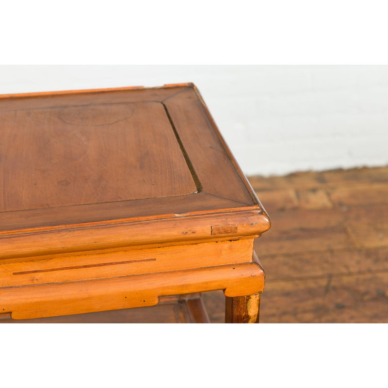 Chinese Late Qing Dynasty Lamp Table with Cracked Ice Shelf and Horse Hoof Feet-YN7626-14. Asian & Chinese Furniture, Art, Antiques, Vintage Home Décor for sale at FEA Home