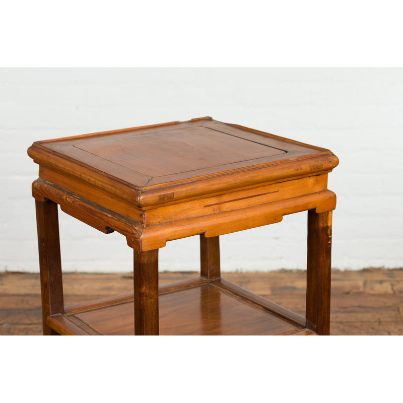 Chinese Late Qing Dynasty Lamp Table with Cracked Ice Shelf and Horse Hoof Feet-YN7626-6. Asian & Chinese Furniture, Art, Antiques, Vintage Home Décor for sale at FEA Home