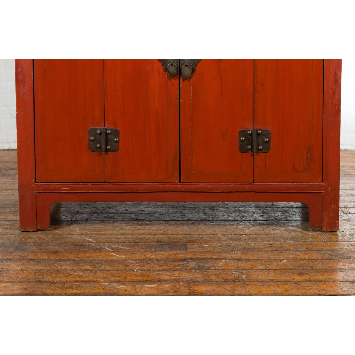 Chinese Late Qing Dynasty Period Red Lacquer Cabinet with Carved and Gilt Doors-10. Asian &amp; Chinese Furniture, Art, Antiques, Vintage Home Décor for sale at FEA Home