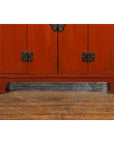 Chinese Late Qing Dynasty Period Red Lacquer Cabinet with Carved and Gilt Doors-10. Asian & Chinese Furniture, Art, Antiques, Vintage Home Décor for sale at FEA Home