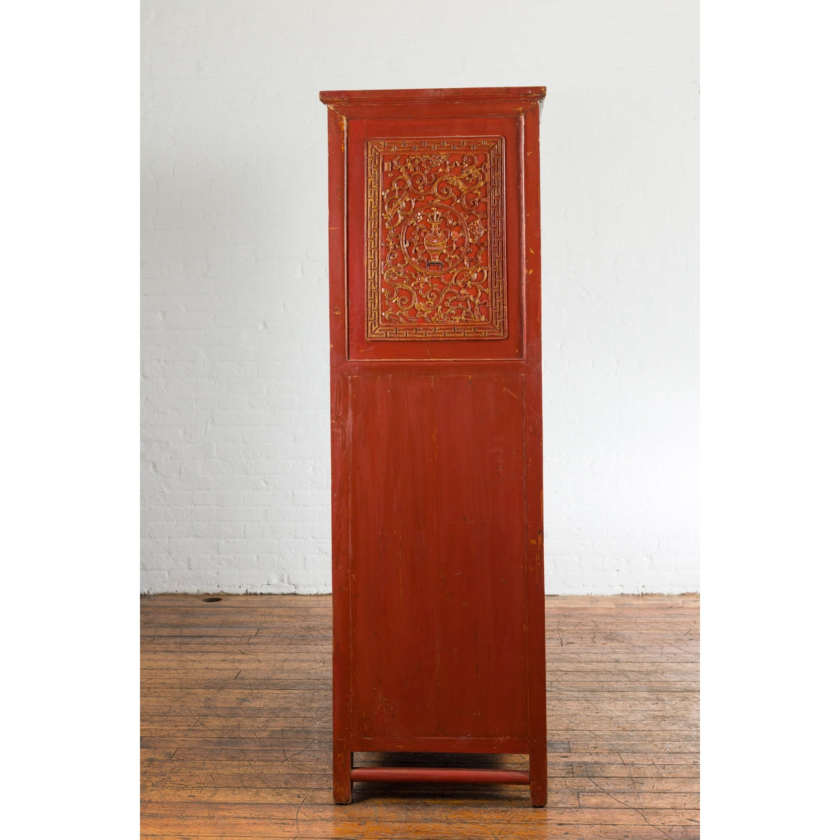 Chinese Late Qing Dynasty Period Red Lacquer Cabinet with Carved and Gilt Doors-14. Asian &amp; Chinese Furniture, Art, Antiques, Vintage Home Décor for sale at FEA Home