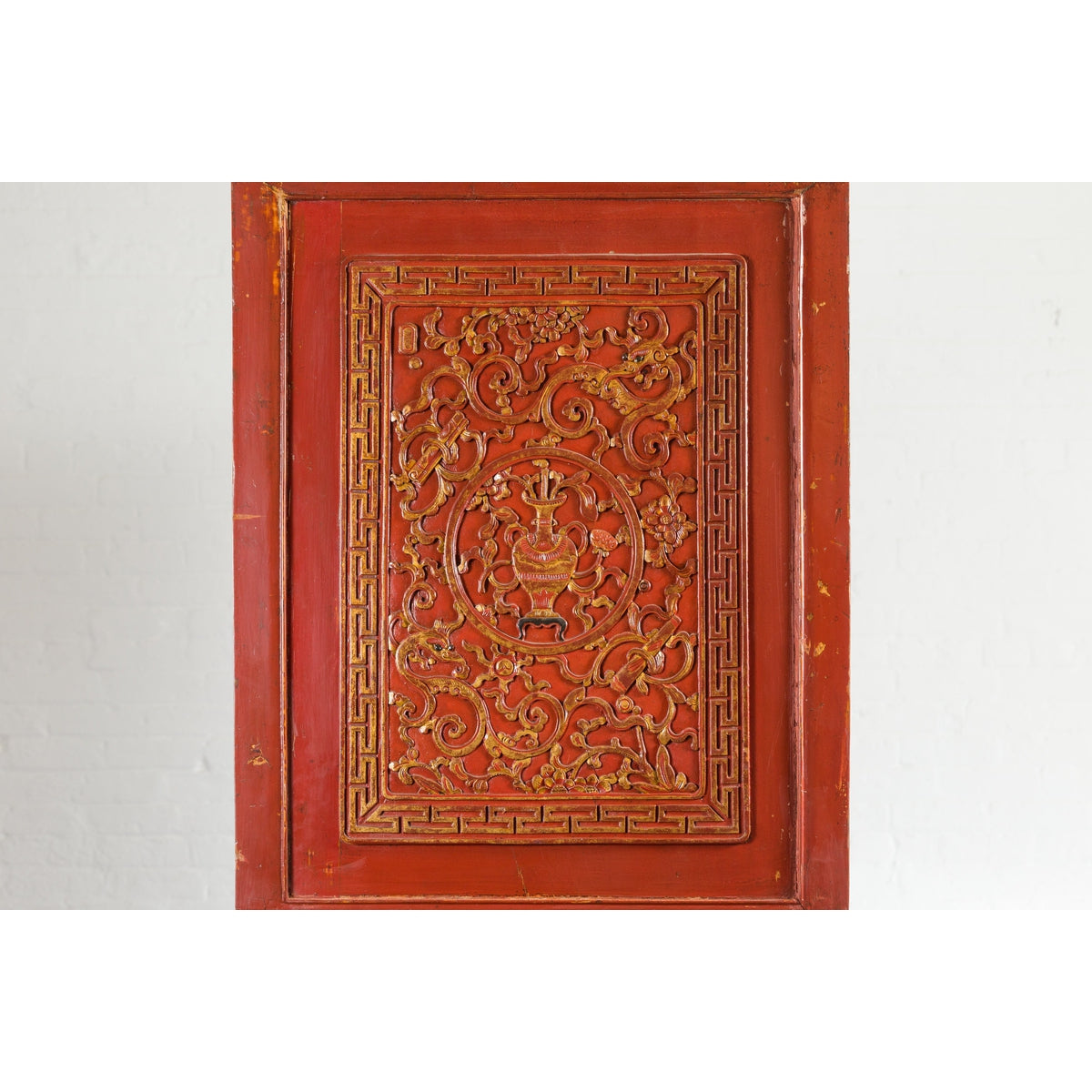 Chinese Late Qing Dynasty Period Red Lacquer Cabinet with Carved and Gilt Doors-16. Asian &amp; Chinese Furniture, Art, Antiques, Vintage Home Décor for sale at FEA Home